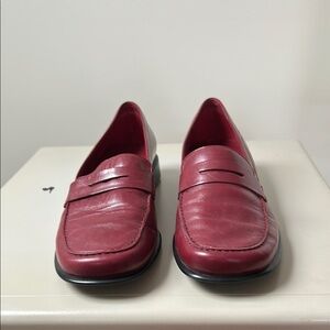 Women's Red Leather Loafers